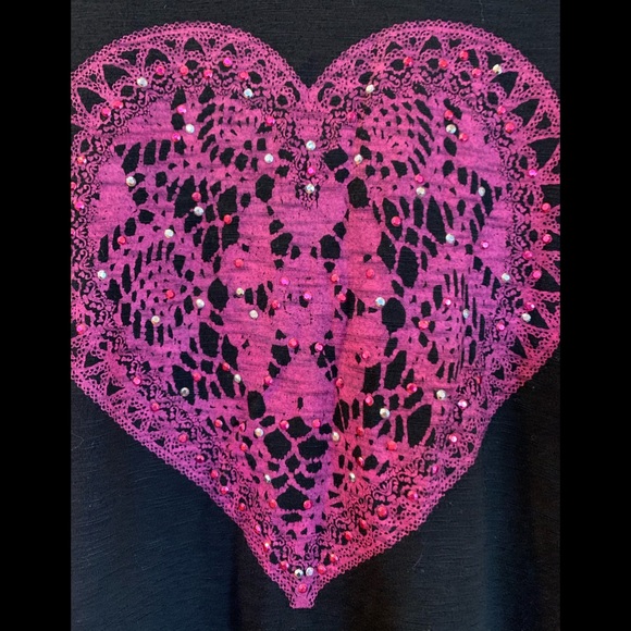 Style & Co. Petite Ling Sleeve Lace Heart W/Stones - Picture 3 of 9
